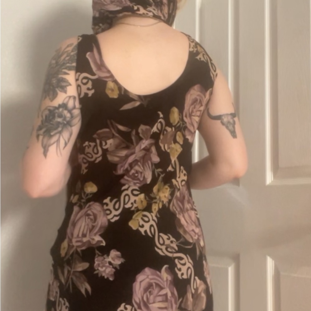 Vintage Eva blue beaded floral maxi dress with matching versatile belt/scarf - Picture 5 of 7